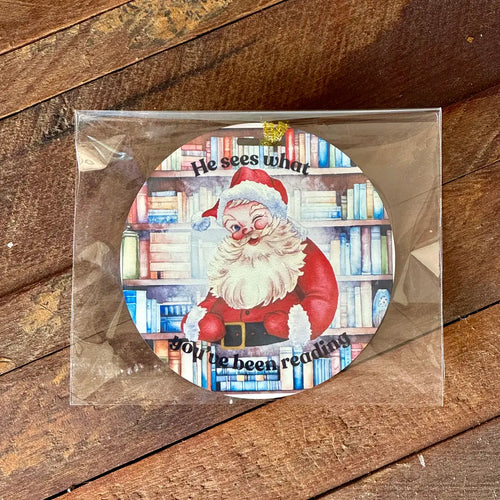 He Sees What You've Been Reading Christmas Ornament