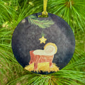 Manger Watercolor Christmas Ornament