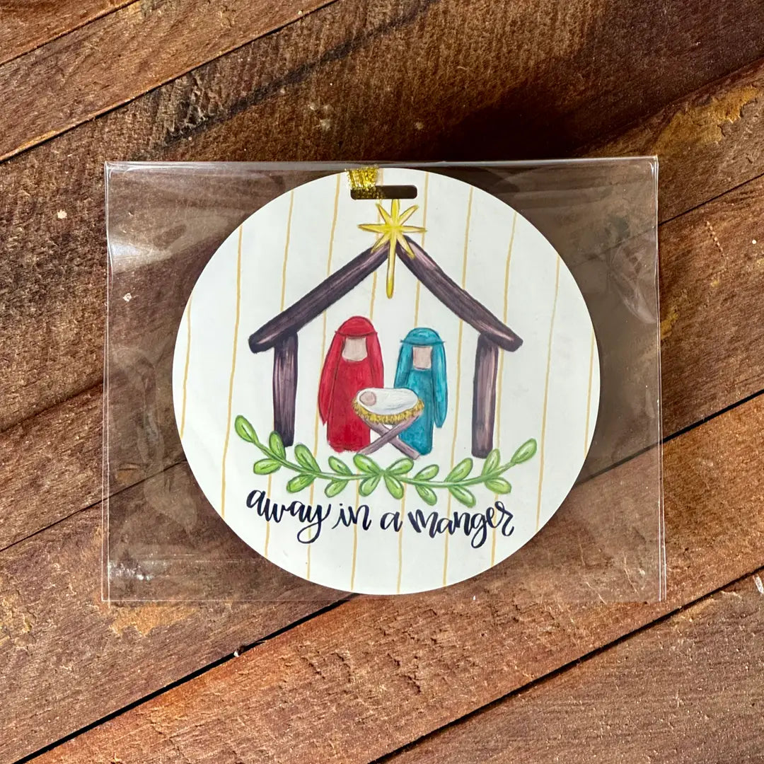 Away In A Manger Christmas Ornament